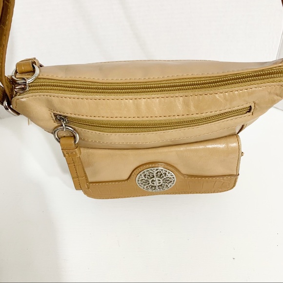 Giani Bernini Leather Convertible Crossbody Shoulder Bag Croc Embossed Trim - Picture 10 of 16